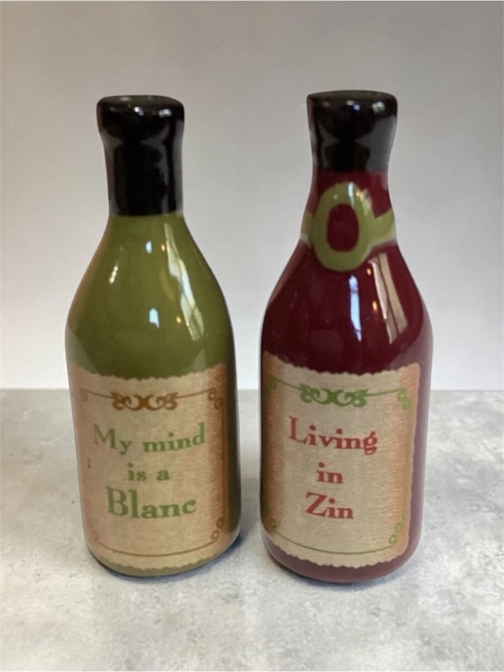 Grassland Roads My mind is Blanc and Living in Zin Salt and Pepper Shakers
